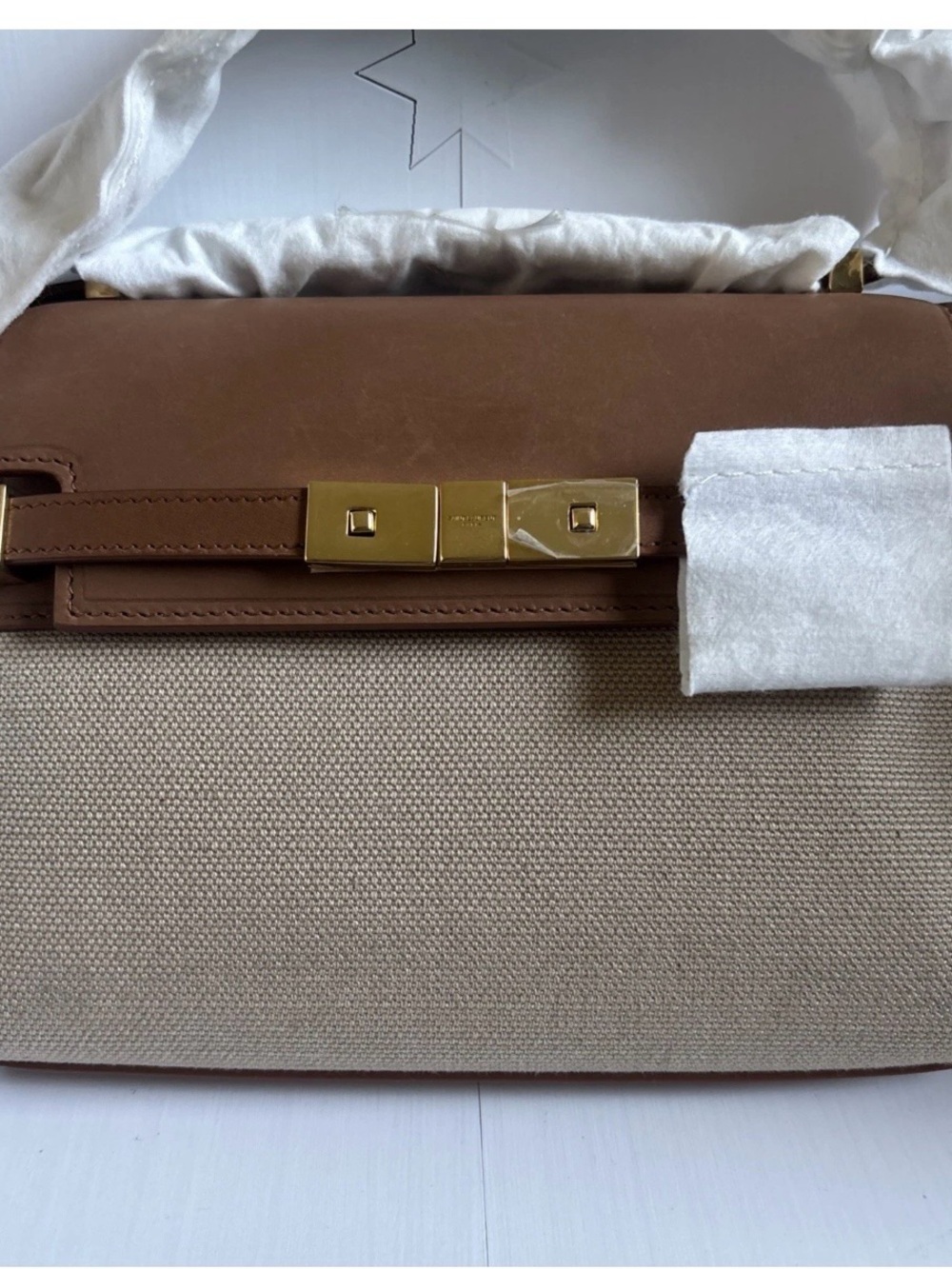 Saint Laurent Black and Tan Shoulder Bag Certificate Display